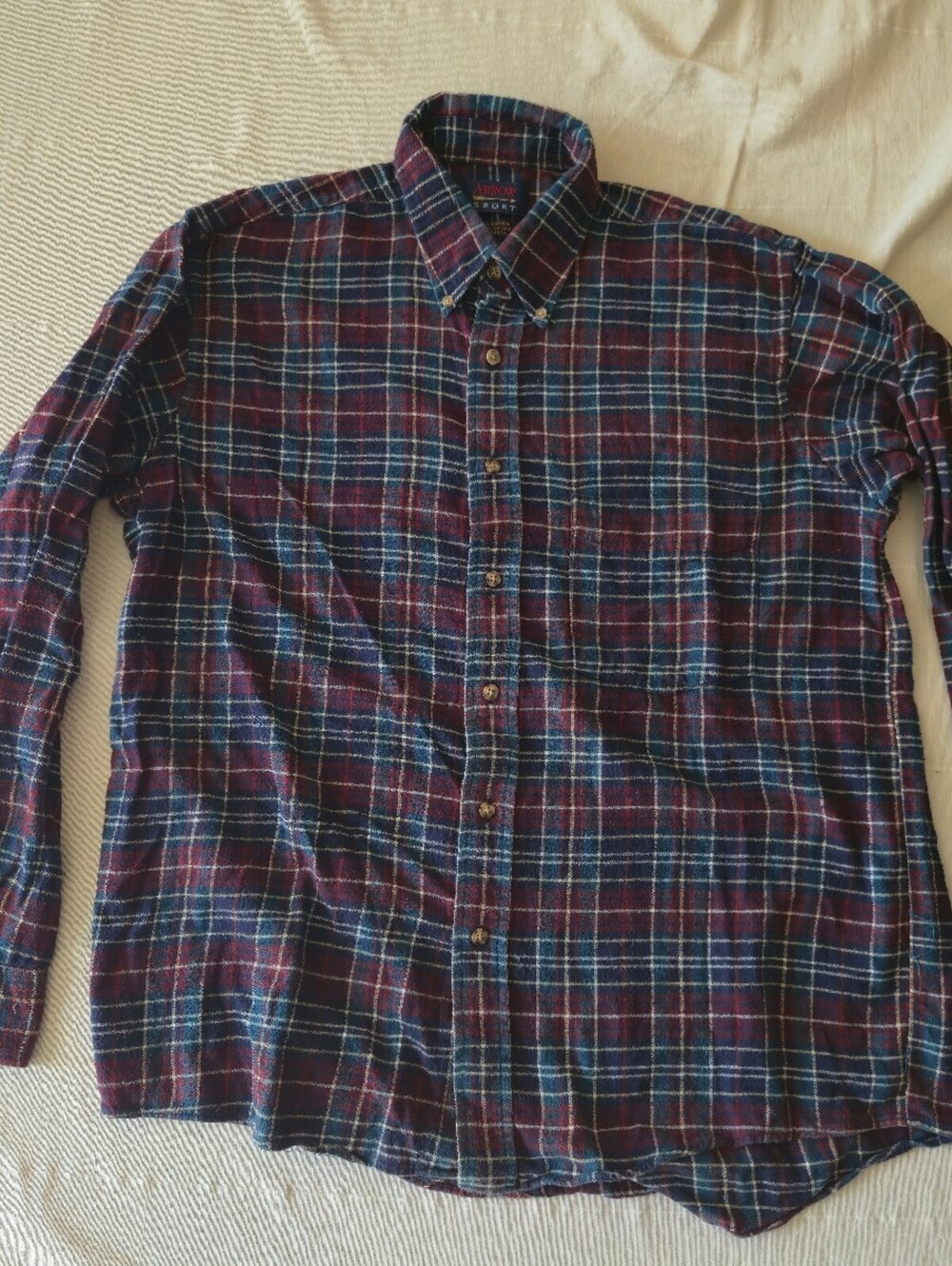Vintage 1990s Arrow Sport Men's Large Plaid Button-Up Shirt 100% Cotton